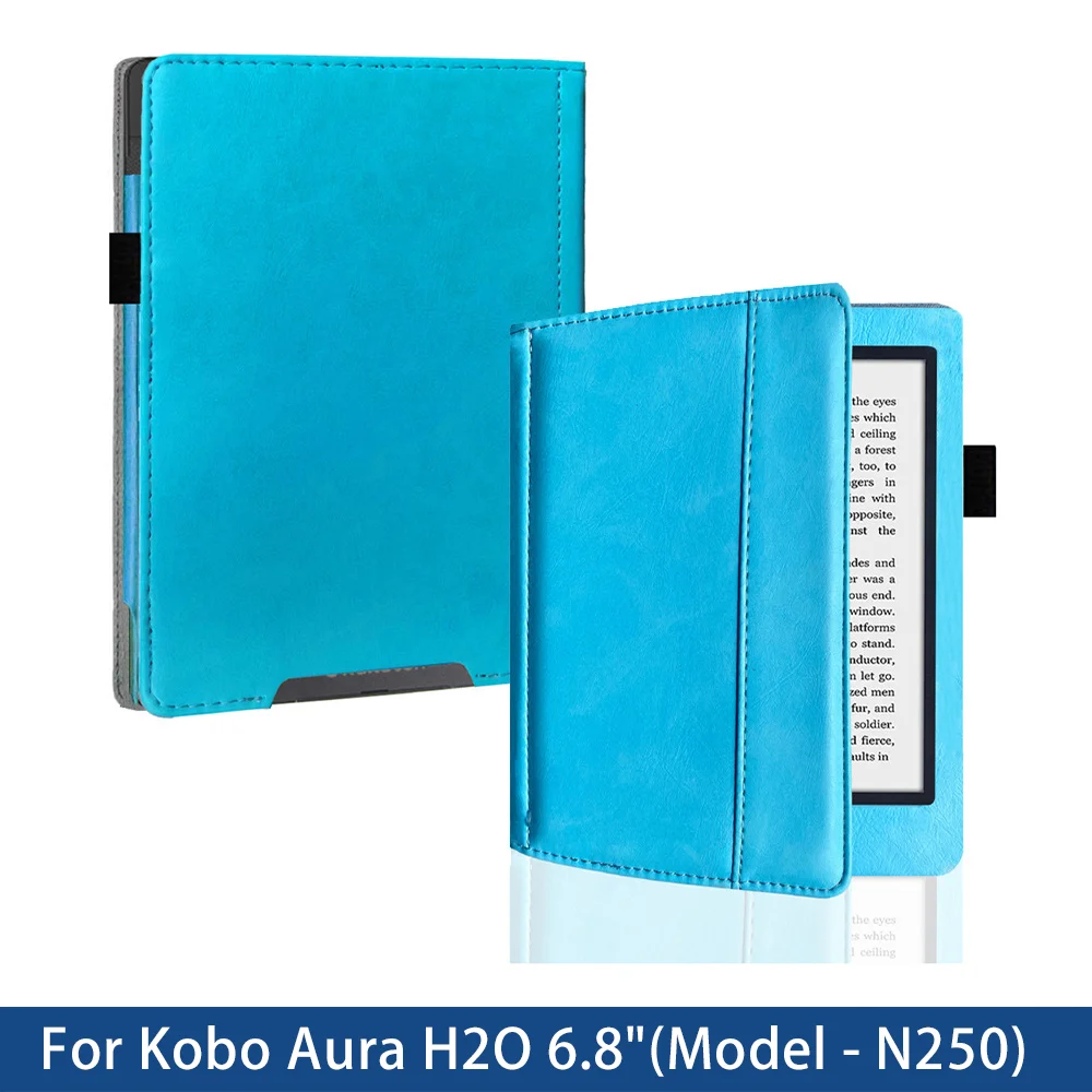 Premium Leather Magnetic Closure Protective Case for Kobo Aura H2O 6.8 eReader with Auto Sleep Function