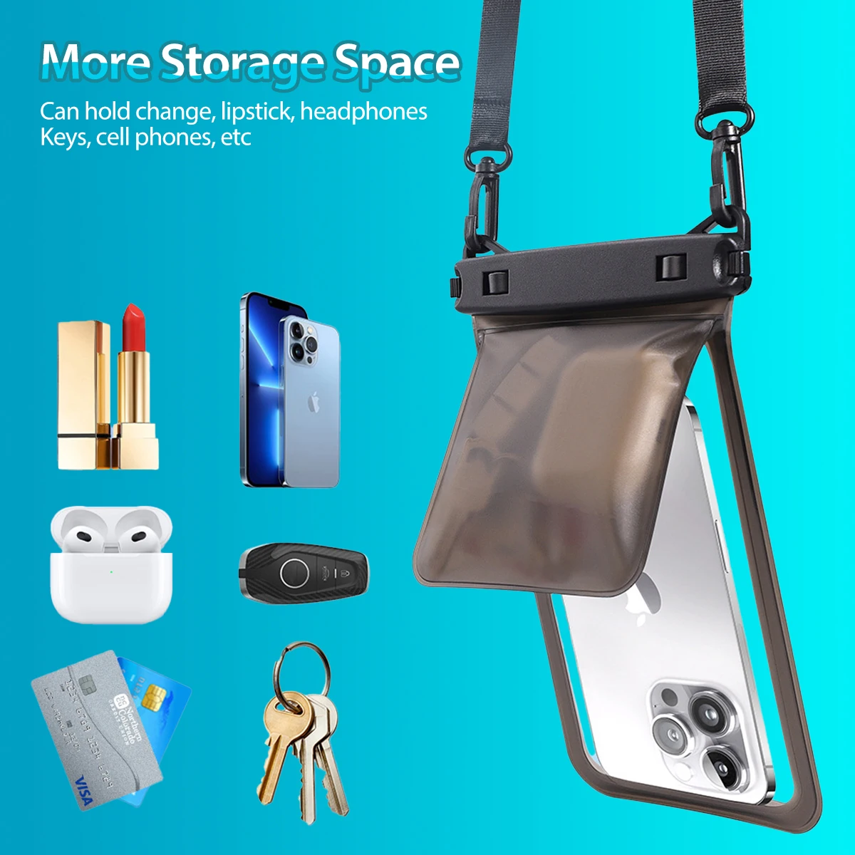 Waterproof Double Bag Phone Pouch with Lanyard - Ultimate Beach and Swimming Essentials