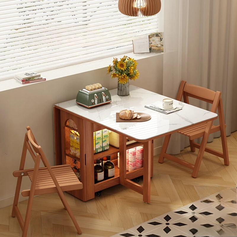 Saving Space Dining Table Set Medieval Wood Rock Slab Folding Dining Table Removable Small Household Mesa De Billar