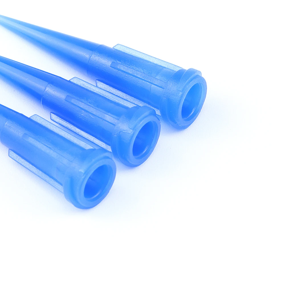 100Pcs 22G TT Plastic Tapered Pinhead Liquid Dispenser Needles Tip Blue Plastic Gle Needle, for Refilling Glue Fluid