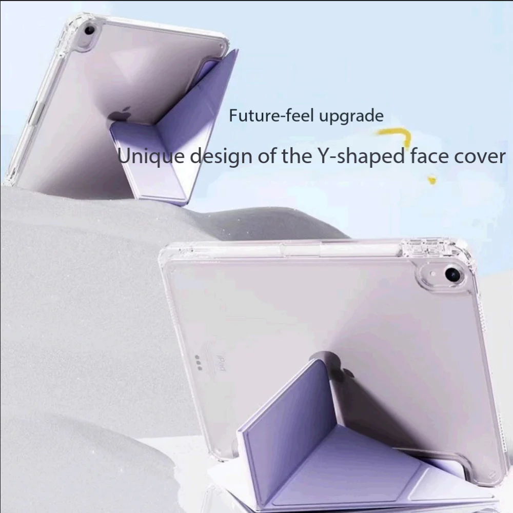 Elegant Black and Purple iPad Smart Case with Pen Holder and Folded Edge Design