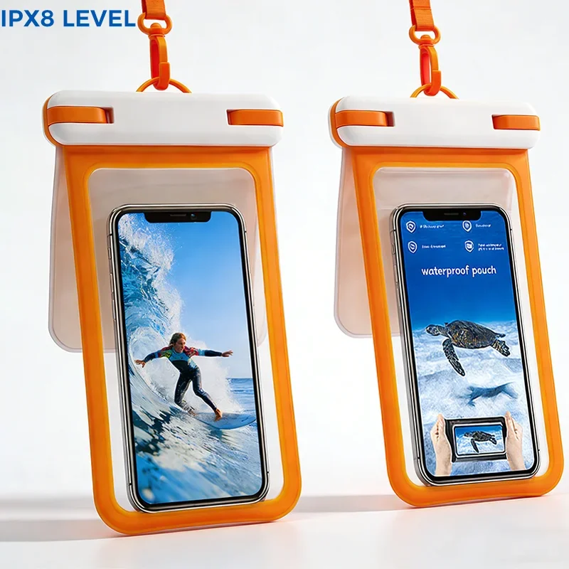Dual Compartment IPX8 Floating Waterproof Phone Pouch with Lanyard