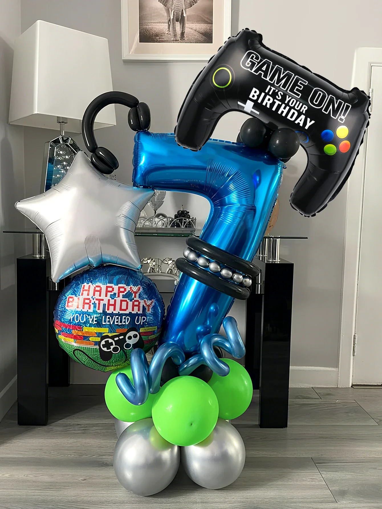 32-teiliges Spiel-Themen Geburtstags-Zahlenballon-Set Gamer-Ballons für Game-On-Party Jungen Geburtstagsfeier Dekorationen