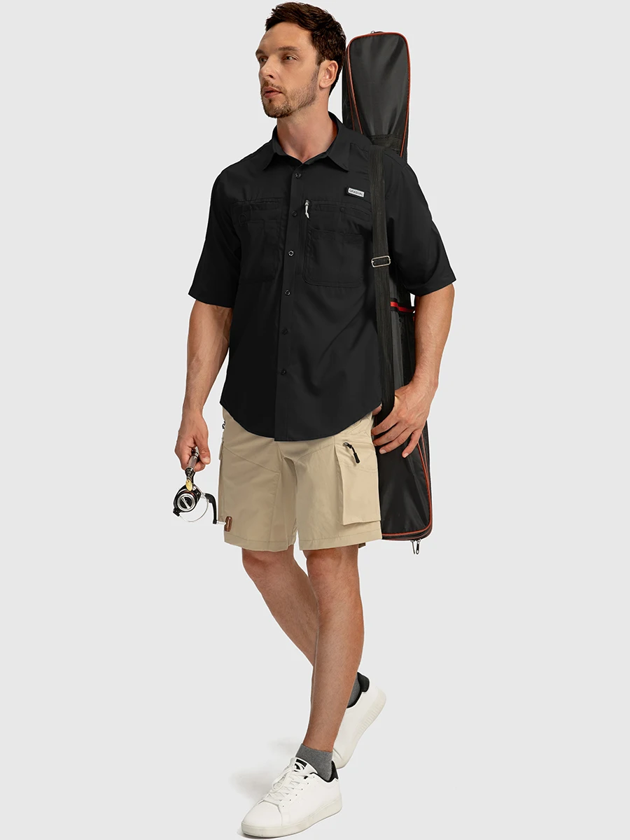 G Gradual Fishing Shirt with UV Protection Mens Casual Outdoor Shirts with Zipper Pockets Fishing Shirts for Men Short Sleeve