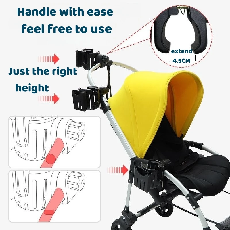 2 in 1 Baby Stroller Cup Holder For Bicycle Motorcycle Scooter ABS Material 360&deg; Rotation Adjustable Phone Mount Coffee Holder stroller accessories,pram cup holders,stroller cup holder