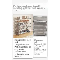 Thickened stainless steel shoe rack, family corridor, student dormitory, rental room, shoe cabinet 4