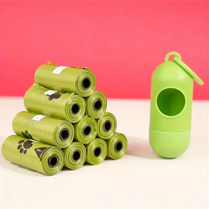 Biodegradable Pet Waste Bags  - Extra Thick Poop Bags for Dogs & Cats, Portable Roll with Dispenser, Eco-Friendly & Lea view 2