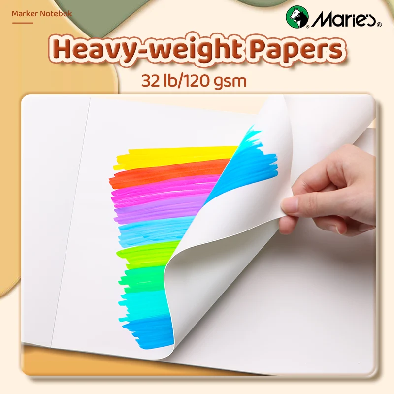 Marie's 30 Sheets Marker Paper Pad 16K/A4/8K Bleedproof for Alcohol Markers,32 lb/120 gsm Drawing Sketchbook for Adults, Student 2
