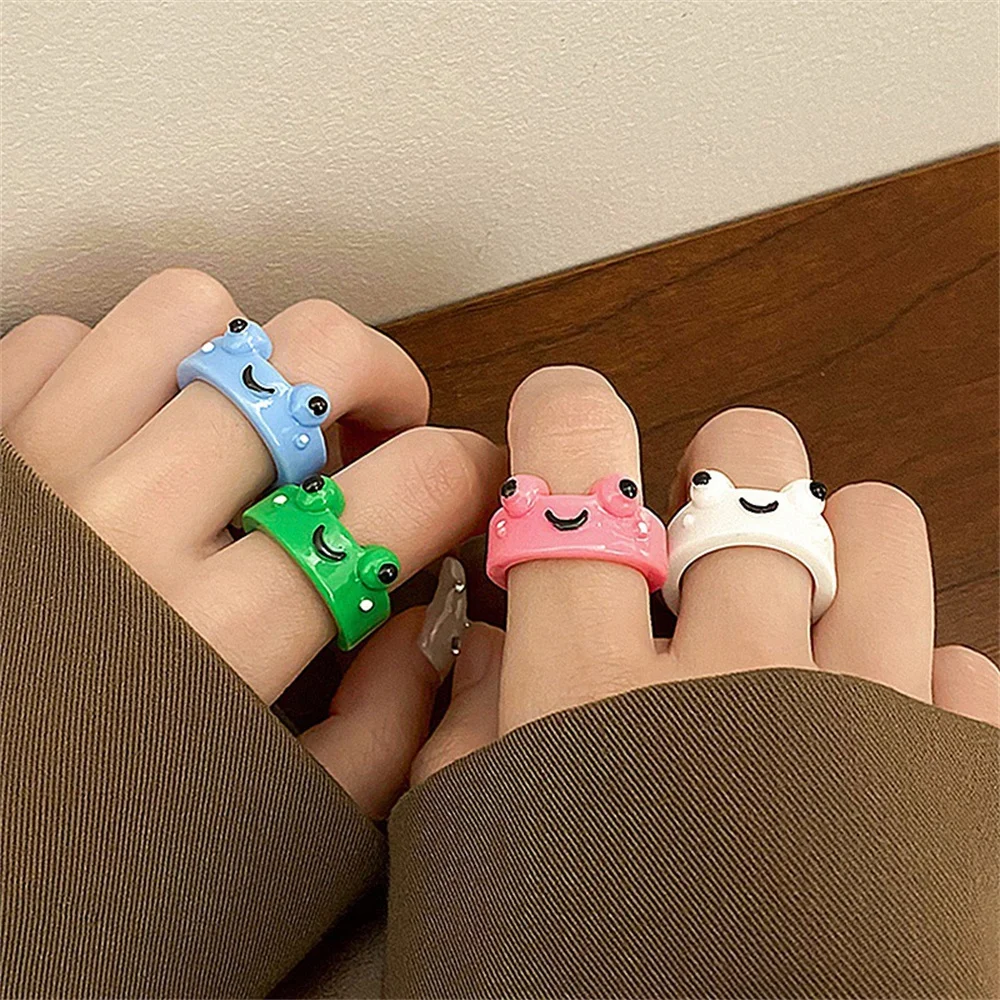 10 teile/los Mode bunte leuchtende Frösche Harz Ring Frauen Mädchen niedlich lustig Cartoon Tier leuchten im dunklen Schmuck Party Geschenk – Detail 12
