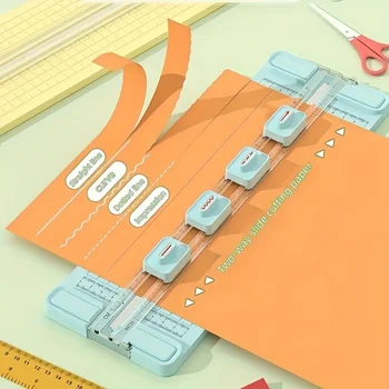 1pc Manual 4-in-1 Bidirectional Paper Cutter with 4 Blades -  Portable Office School Home Use, Precision Cutting Tool 1