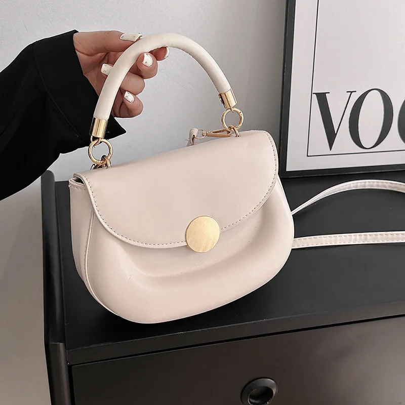 WomenSmallShoulderBagFashionPULeatherSolidColorCrossbodyBag