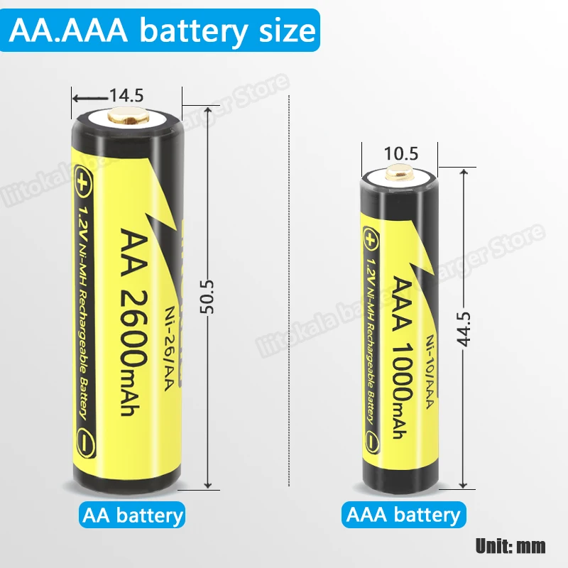 Liitokala Bateria Aaa Baterias Recarregáveis 1.2v Ni-mh 1000mah Aaa Bateria Lanterna com 3a pc Aaa aa Suporte da Bateria 15 Pcs - Image 5