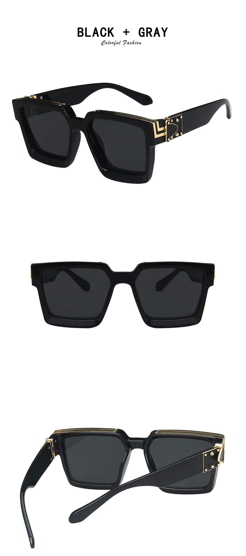 Square Large Frame Sunglasses For Women Trendy Retro Eyewear_voghion.com
