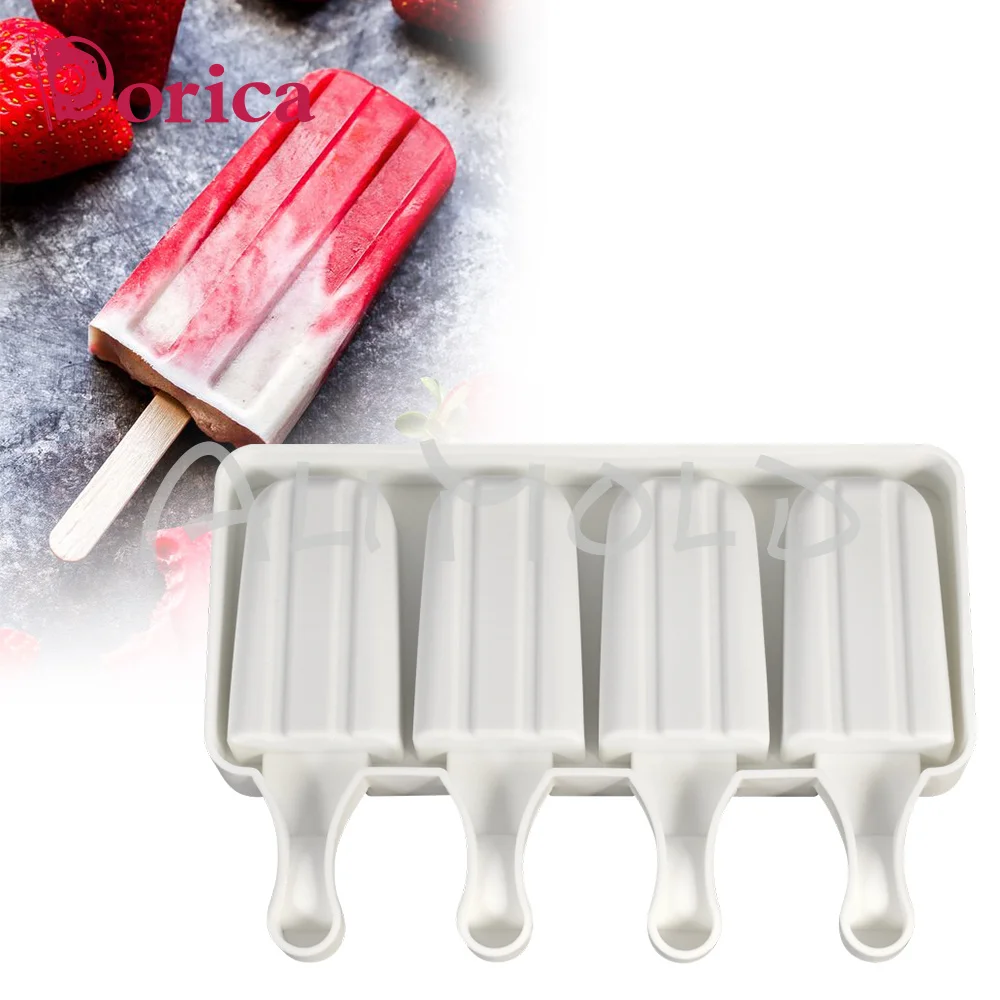 

Stripe Silicone Ice Cream Mold 4 Holes Popsicle Cube Maker Mould Chocolate Tray Home Garden Baking Tools Kitchen Gadgets