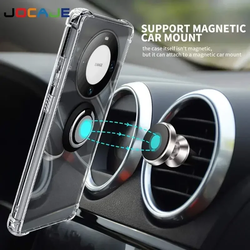 Transparent Ring Stand Shockproof Soft TPU Phone Case with Holder Bracket
