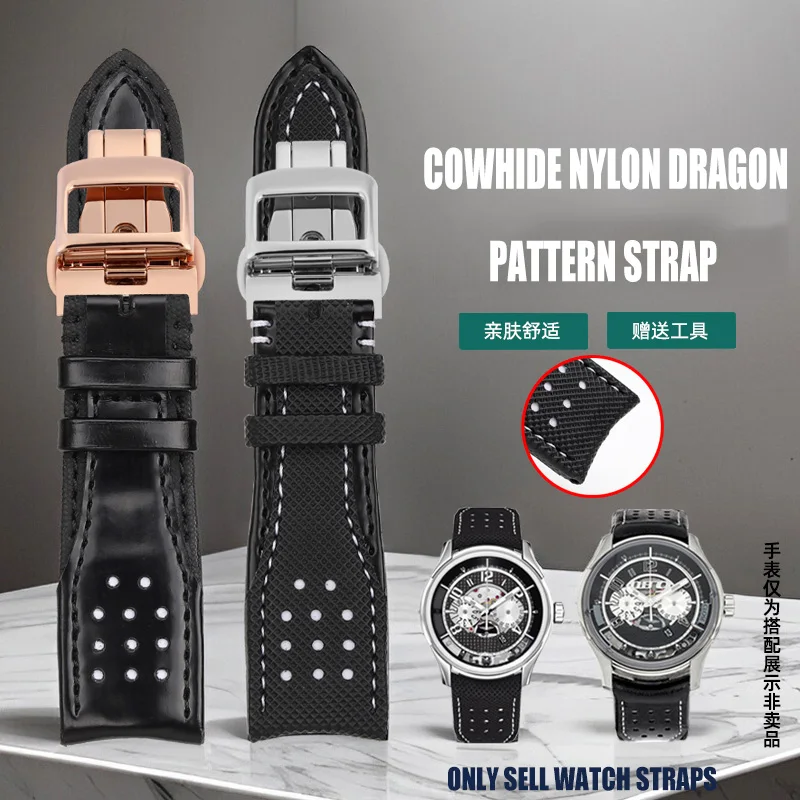 Per Jaeger-Lefoultre Extreme Sports Master Cinturino In Vera Pelle Q193K45 Cinturino Da Uomo In Tela Di Vacchetta Con Motivo In Nylon 22Mm 23Mm