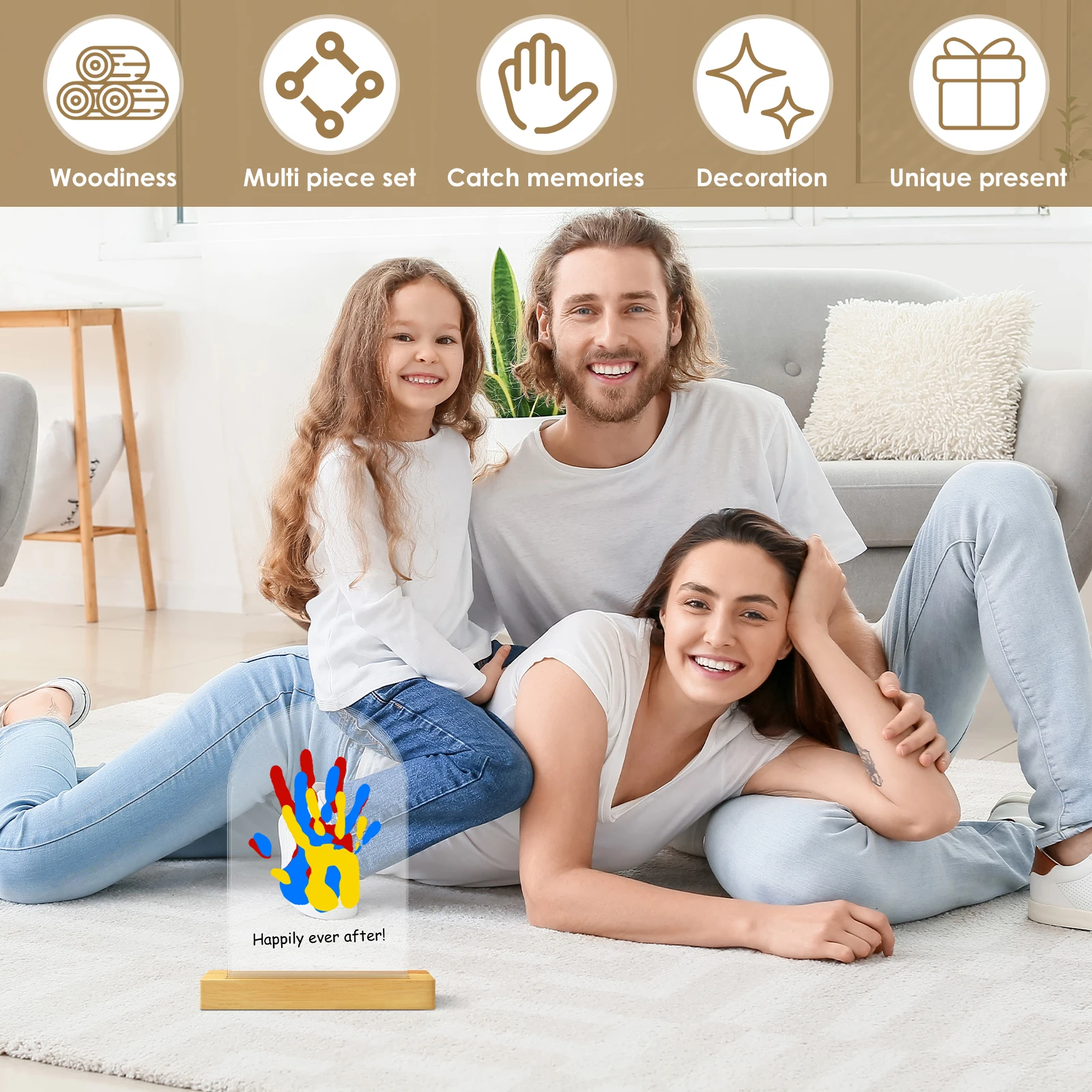 Kit di impronte digitali per la famiglia fai-da-te Set di impronte digitali per bambini personalizzato Kit di impronte digitali per la famiglia creativa decorativa per la festa della mamma dei nuovi genitori - immagine 3