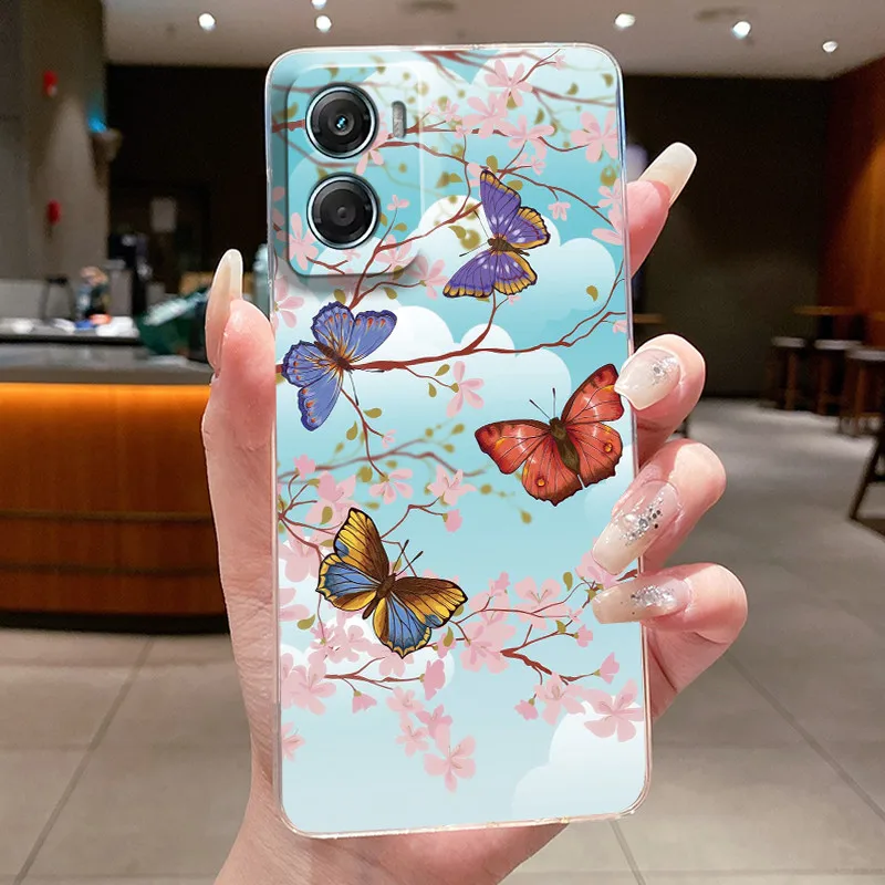 Fashion Butterfly Flower Phone Case - Soft TPU Silicone Back Bumper Etui