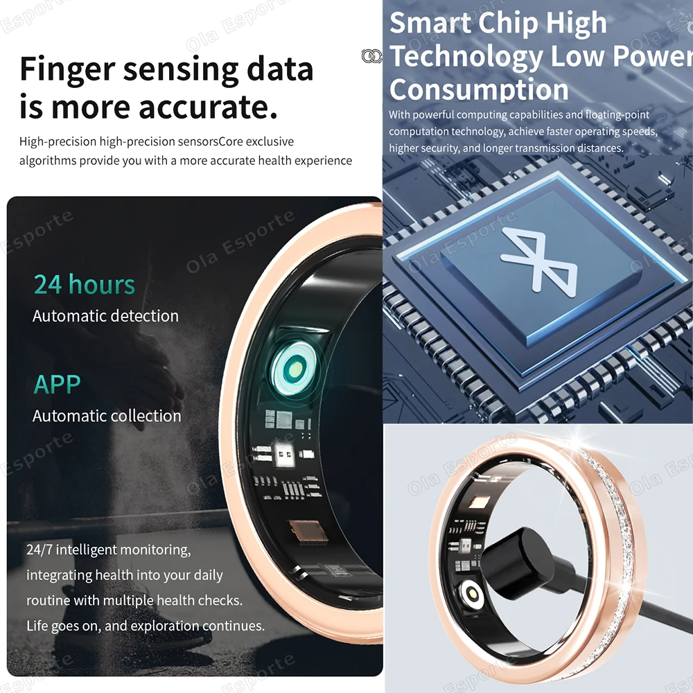 2026 New Smart Ring Lady Heart Rate Sleep Health Monitor Menstrual cycle detection IP68 Waterproof Fashion Sport Rings Women Men 2