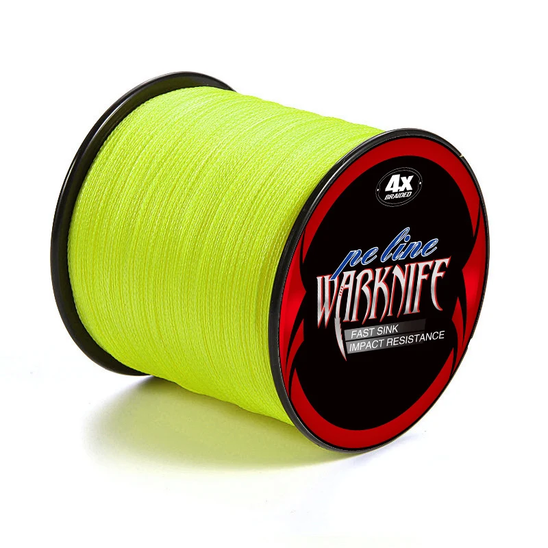 Warknife 4 Strands Braided Fishing Line 1000m Strong 4 Braid Wire for Carp  Fishing Multifilament Line Fluorescent Yellow/Green