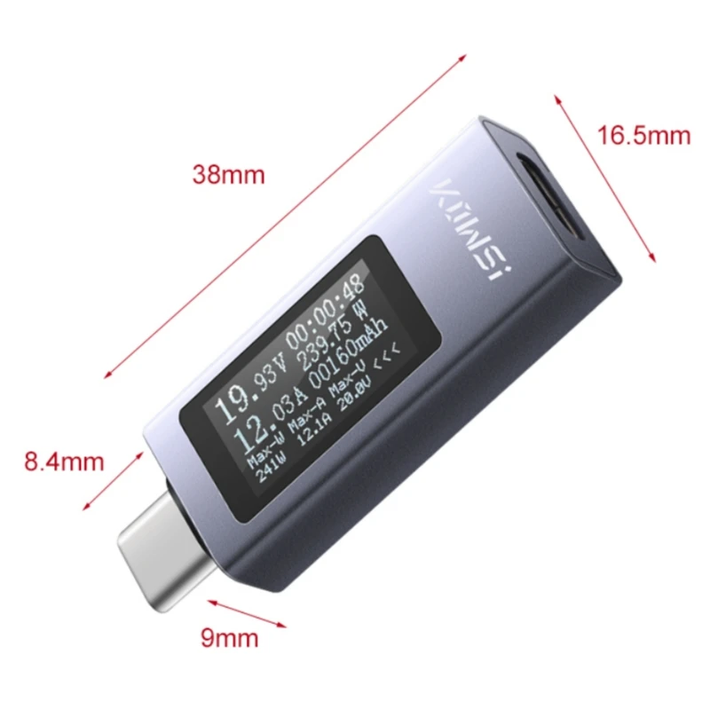 KWS-2301C Type-c 다기능 디지털 디스플레이 DC 전압 전류계 전력계 휴대 전화 충전 테스터 DC 4-30V 0-12A