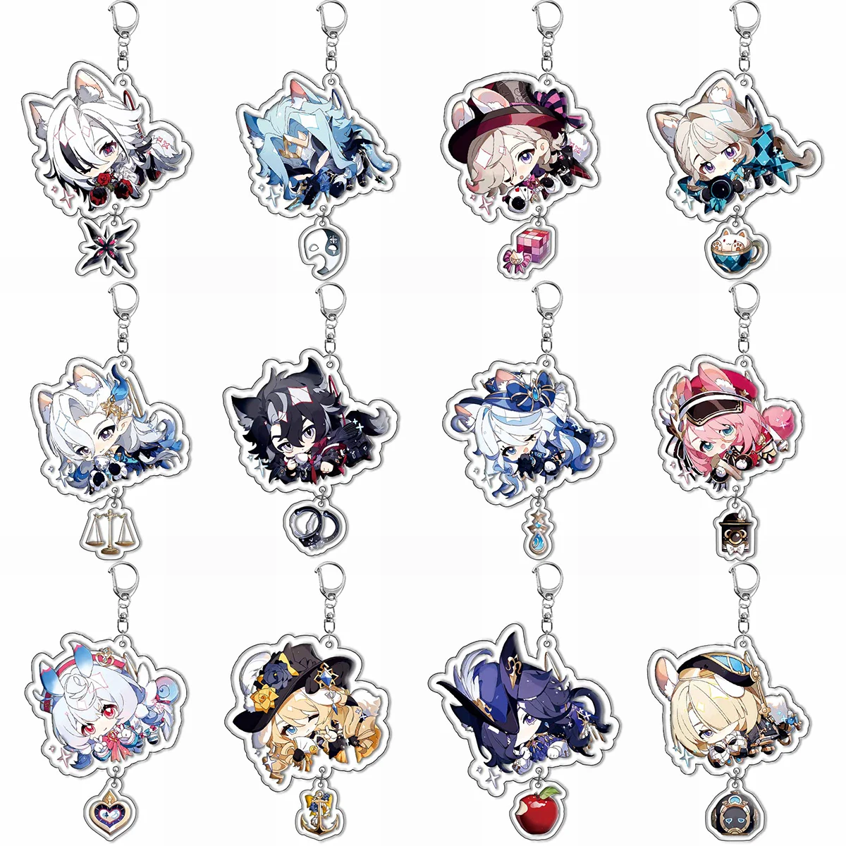 

Game Keychain Impact Zhongli Yelan Venti Hanging Animal Interlayer Key Chain Accessories Cute Bag Pendant Key Ring Gifts