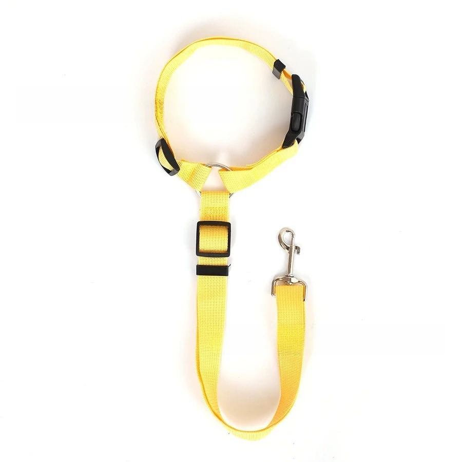 Solid Color Two-in-one Pet Car Seat Belt Nylon Lead Leash thumbnail 6