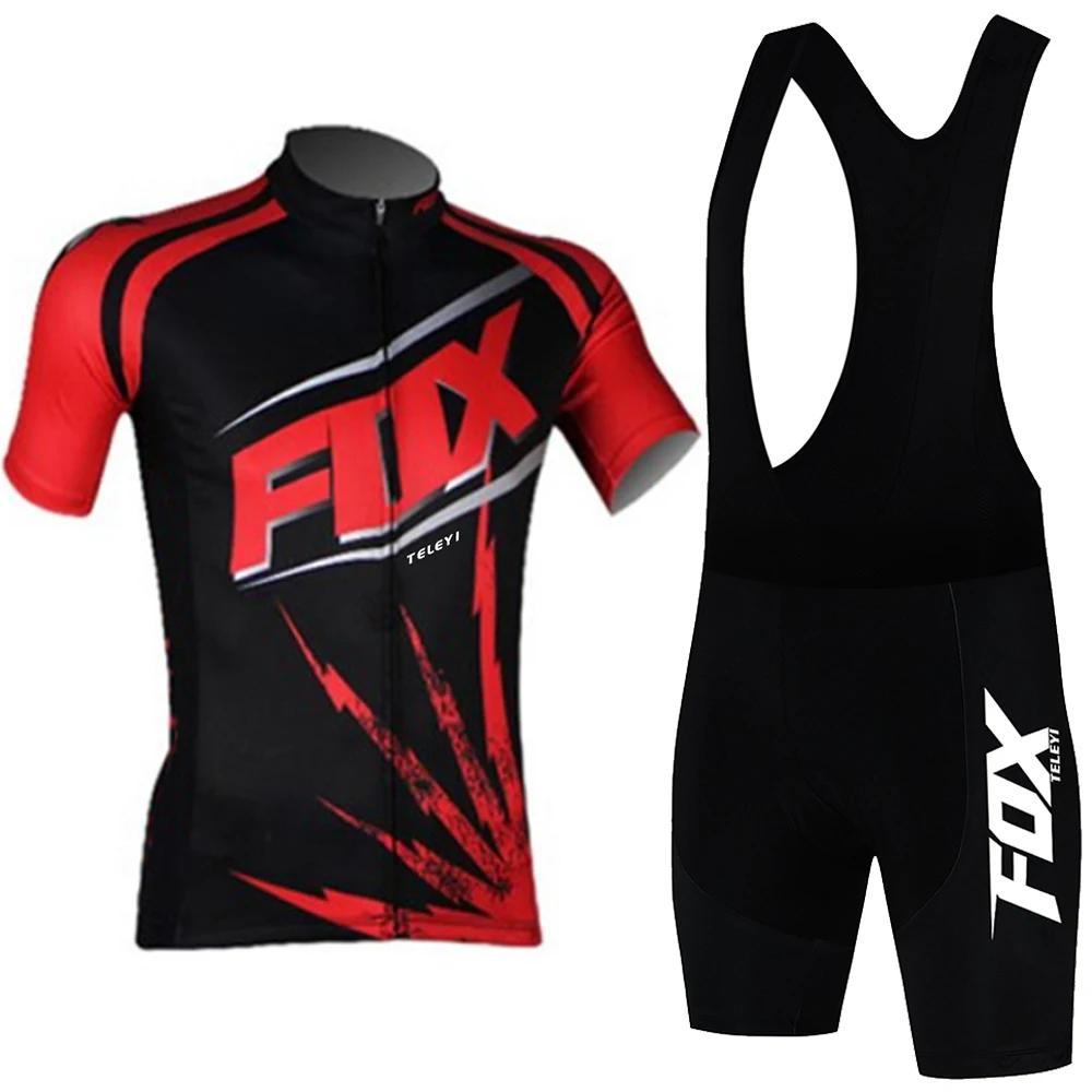 CyclingJersey2023TeamfoxteleyiMenCyclingSetRacingBicycle