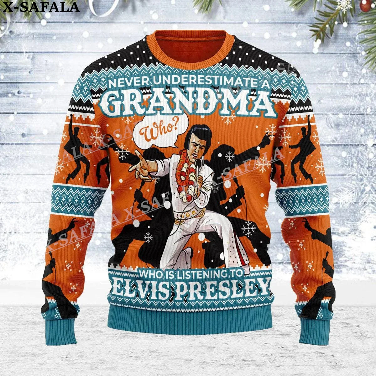 thumbnail image 1 of Suéteres de punto feos de Navidad con diseño de bailarín de rock Elvis Eagel, divertidos, para Halloween, Navidad, regalo, para parejas, fiestas, unisex, informales, 4 unidades, 1 of 5