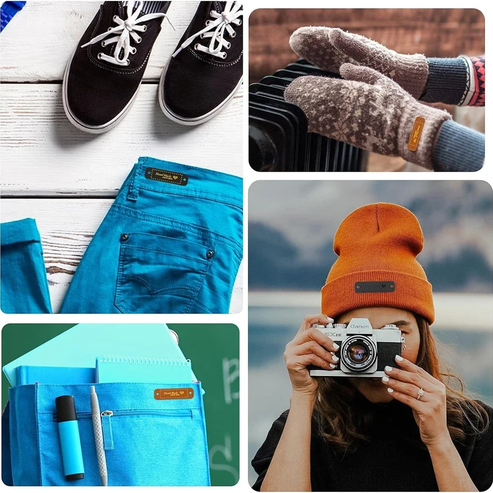 45 Etichette In Pelle PU Per Cucito E Uncinetto, 15 Colori, 2,5x2,5 Cm, Con 2 Fori, Per Abbigliamento, Borse E Lavori Fai-Da-Te