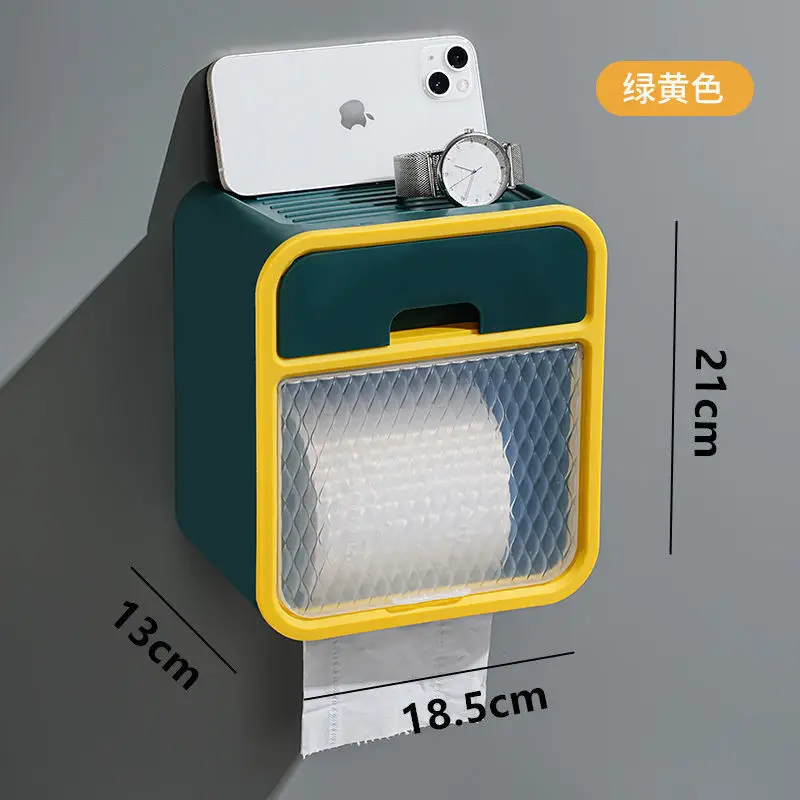 Toilet paper holder wall mounted tissue box non perforated bathroom storage rack storage rack paper towel holder