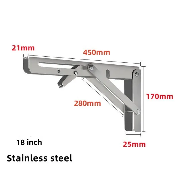 Heavy Duty Stainless Steel Folding Shelf Brackets with Screws - Set of 2