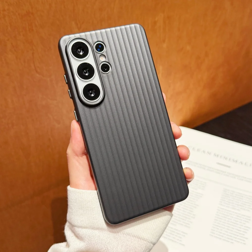Luxury Striped Textured Matte Luggage-Inspired Shockproof Hard Case