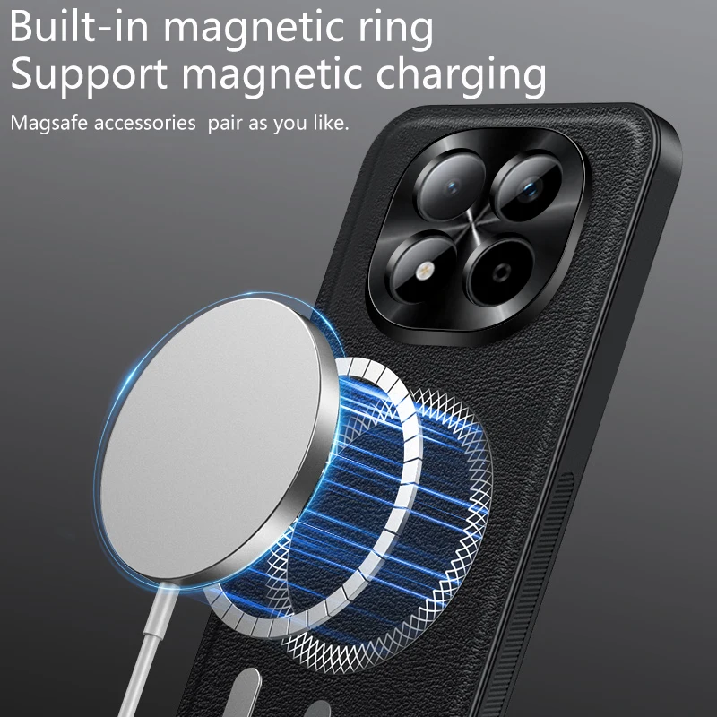 Magnetic Shockproof Leather Phone Case with Metal Camera Protector