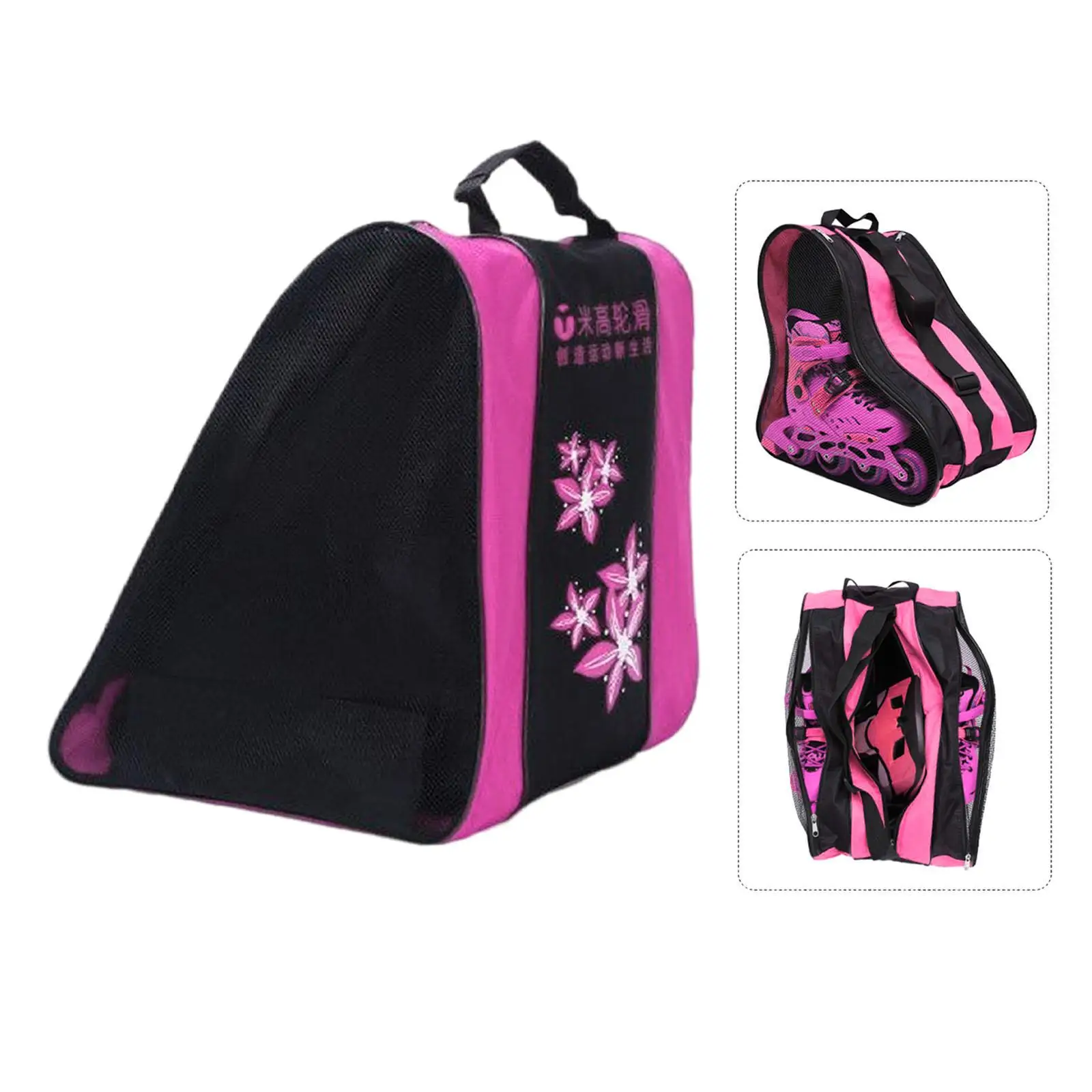 Kids Roller Skate Bag 3Layers Skating Shoes Storage Bag Skate Carry Case