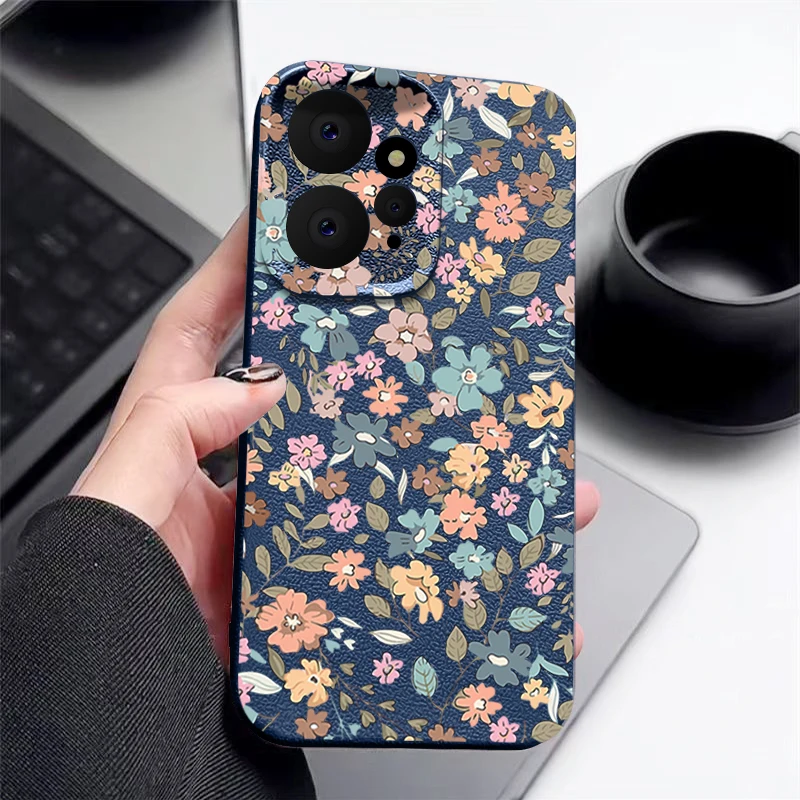 Floral Leather Texture TPU Soft Phone Case
