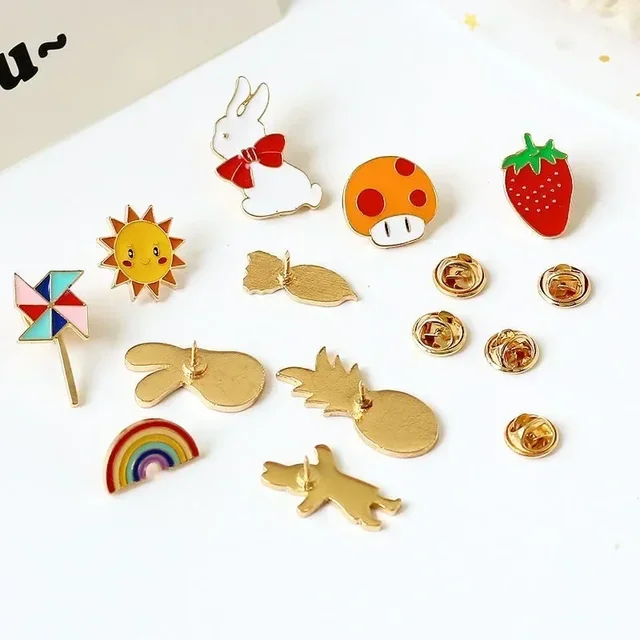 10-100Pcs Enamel Badges Pins Brooches Cute Cartoon Brooches for Child and Women Small Metal Jewelry with Many Different Shapes