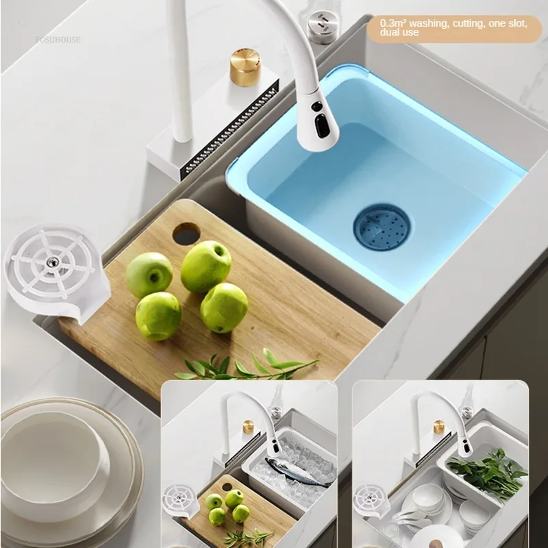 Japanese Stainless Steel Kitchen Sinks for Cafe Scratch-resistant Cup Washer Sink Multi-functional Kitchen Sink for Home