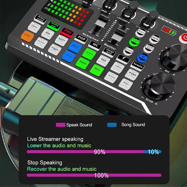Scheda Audio Live F998 - Mixer DJ Con Effetti, Cambio Voce E Bluetooth Per Streaming E Giochi - Foto 2
