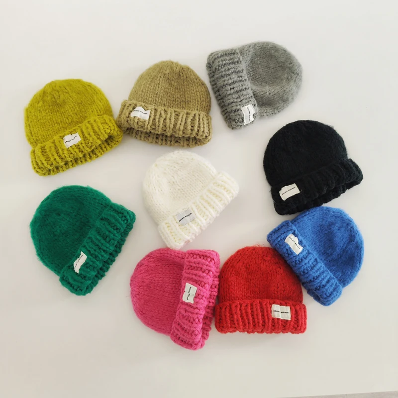 Jesienno-zimowe czapki bez daszka dla dzieci czapki z dzianiny dla chłopców i dziewcząt czapki z wzór w napisy miękkie, ciepłe, codzienne czapki dziecięce