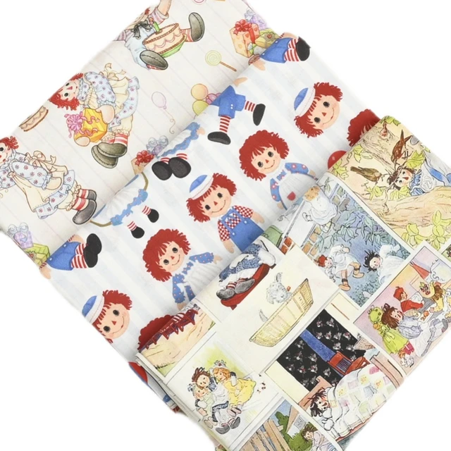 Raggedy Ann Andy Fabric By The Yard,Width 1.1 Meter Cotton Fabric