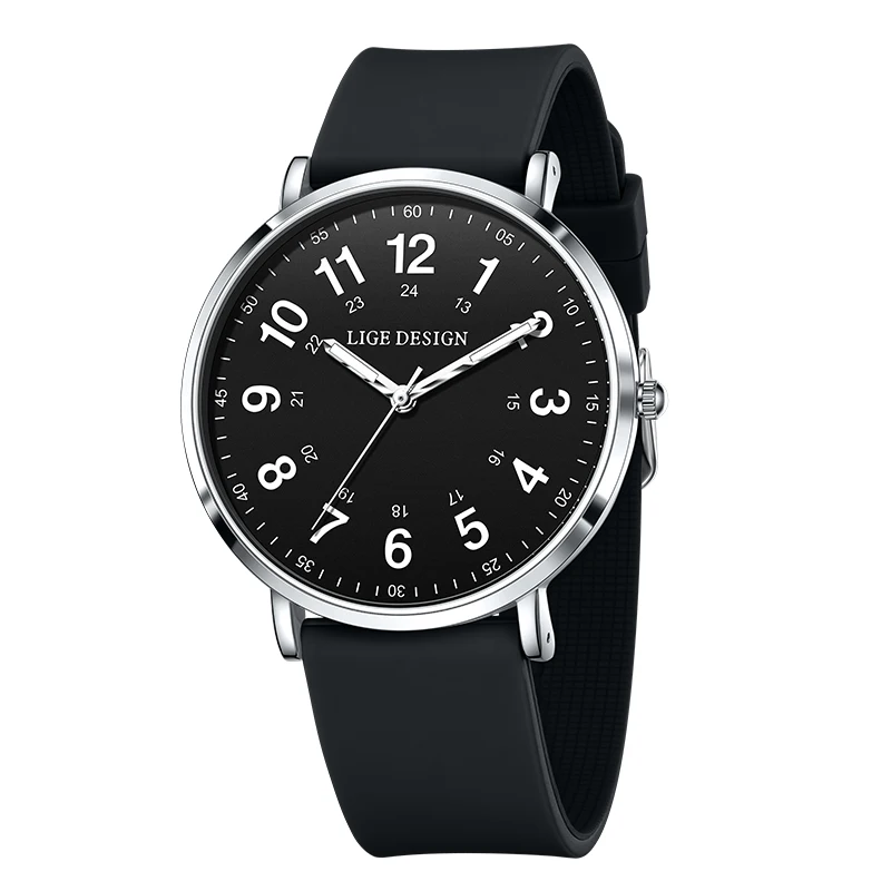 LIGE Women's Luxury Quartz Waterproof Wristwatch with Silicone Strap