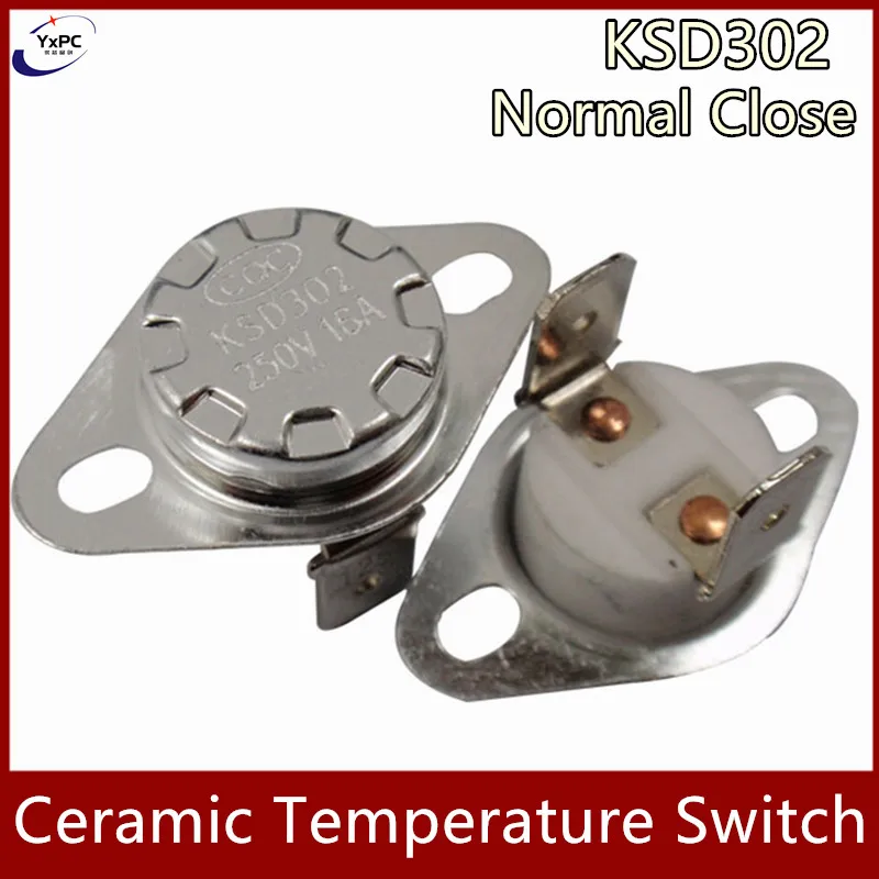 KSD302 일반 Close16A 250V 세라믹 KSD301 온도 조절기 40C 45C 50C 55C 60C 70C 75C ...