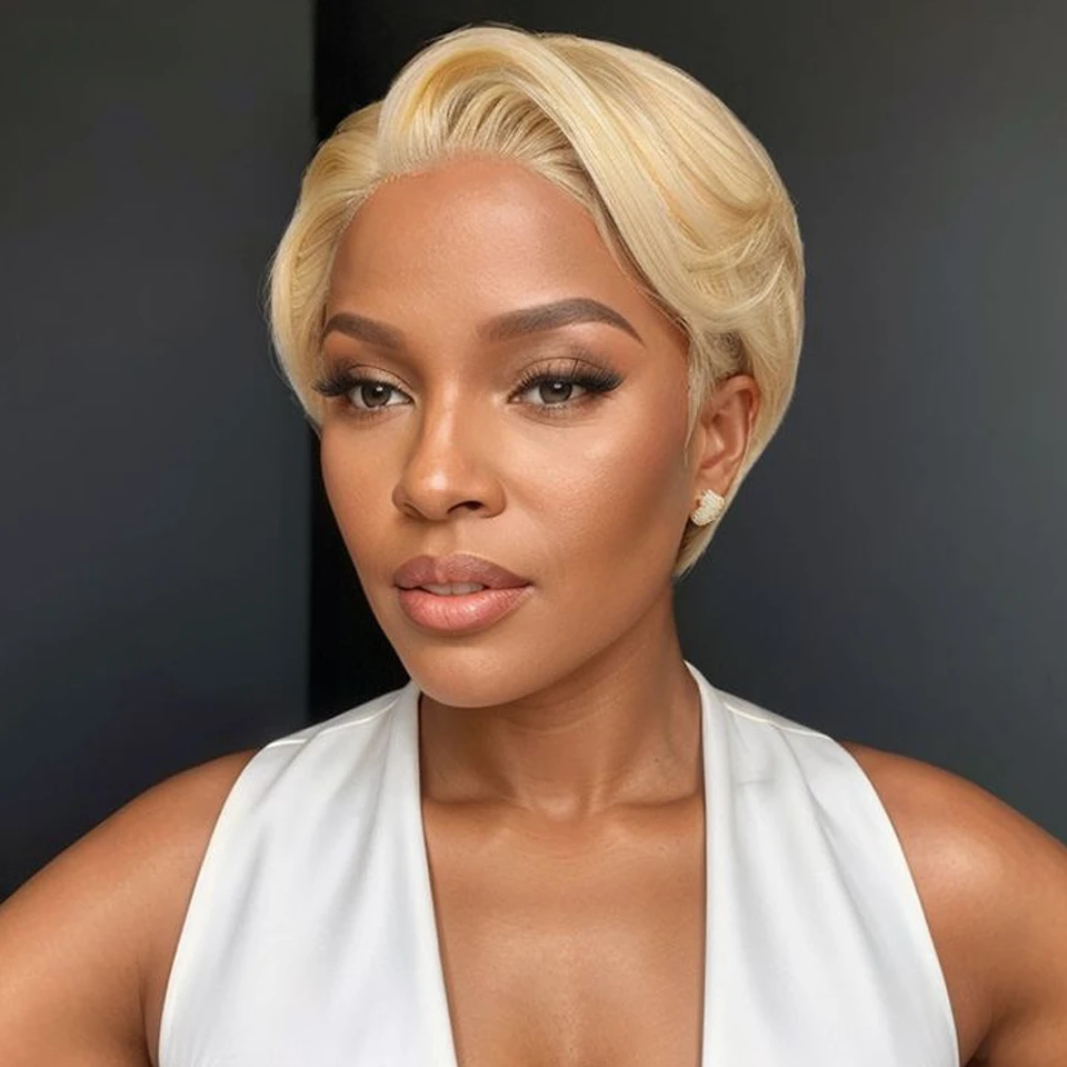 Short Pixie Cut Wigs 13X4X1 Lace Front Wigs Straight Bob Human Hair Wig For Black Women