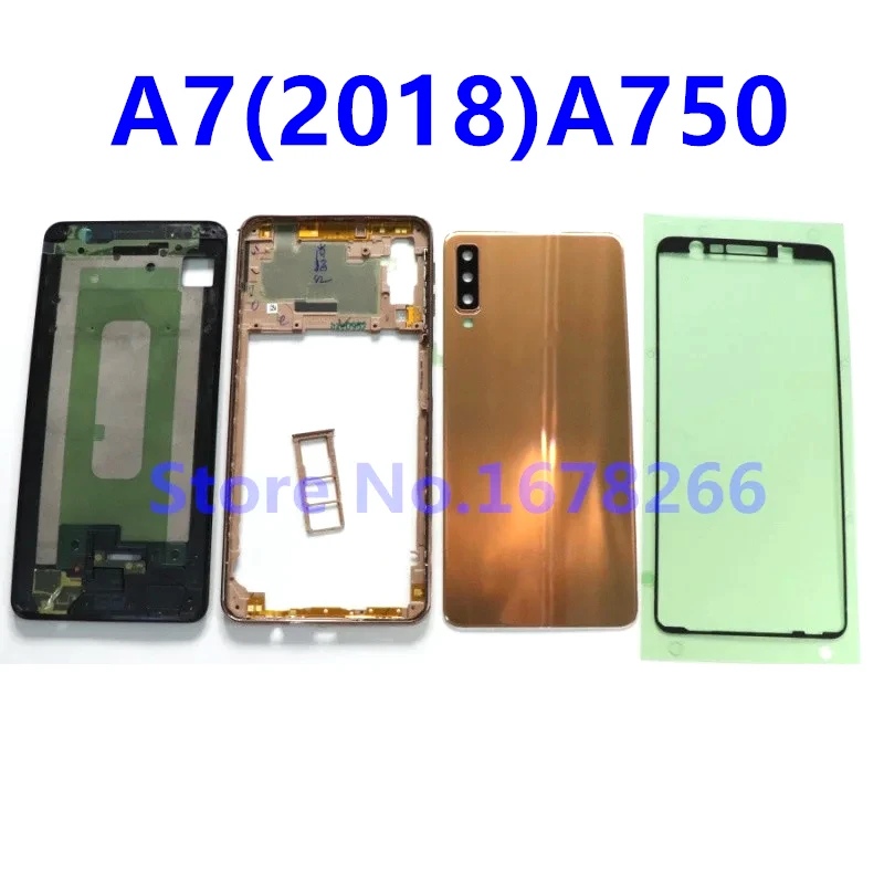 

For SAMSUNG Galaxy A7 2018 A750 A750F A750F/DS Battery Cover Rear Door Full Housing Cover Case Back Glass A7 A750F Middle Frame