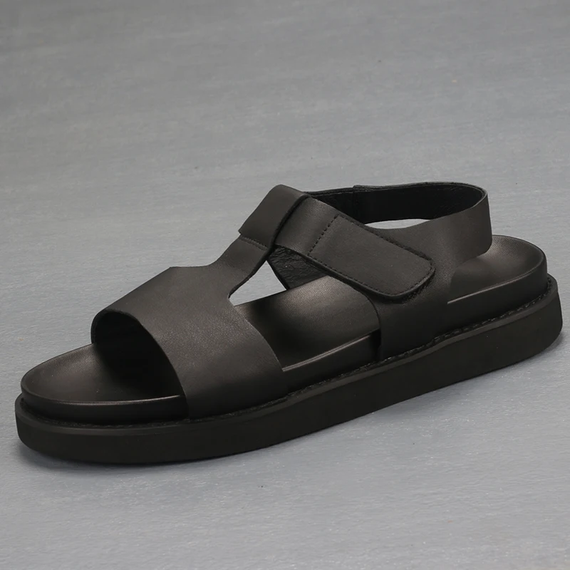 

Summer Sandals New Leather Leisure Comfortable All-match Beach Shoes Outerwear Non-slip Wear-resistant Men's Trendy Shoes