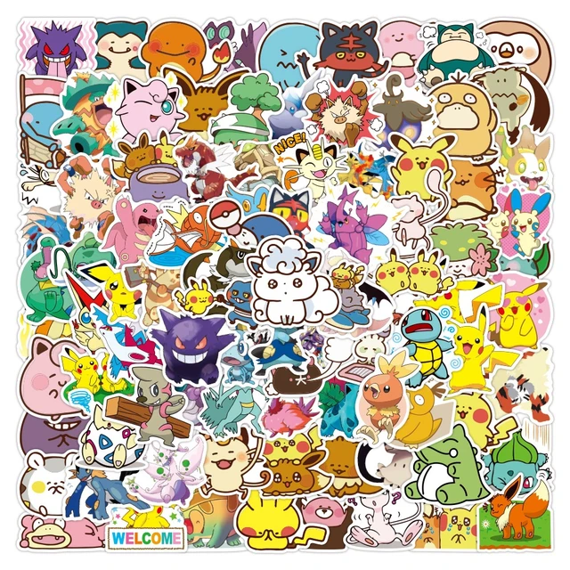 50/100Pcs Not Repeating Pokemon Stickers Kawaii Pikachu Stiker Skateboard  Bicycle Guitar Laptop Kids Waterproof Toys