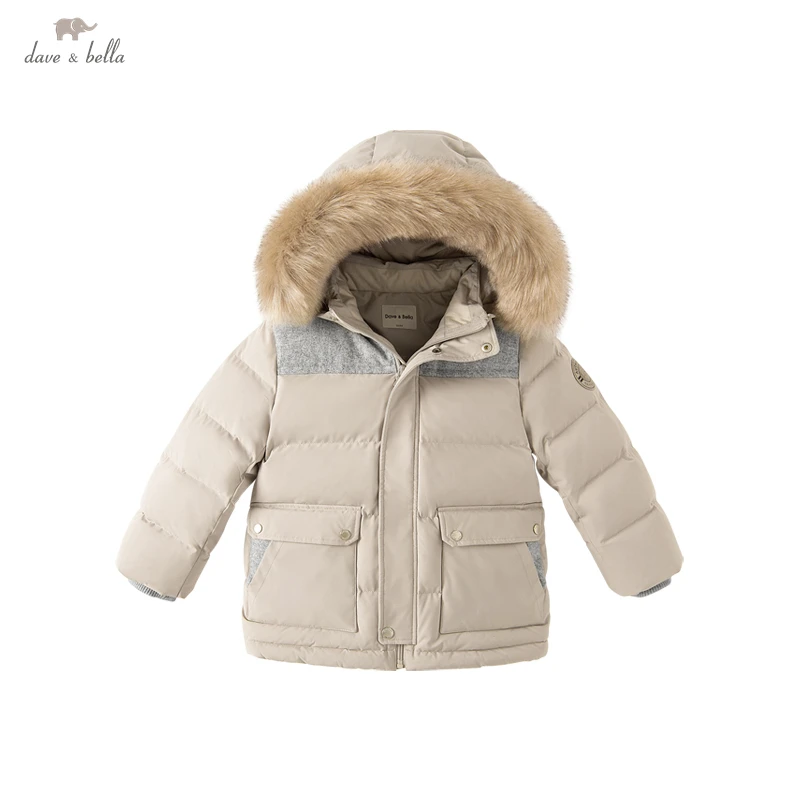 

DK4224390 Dave Bella Winter Baby Boys 5Y-13Y Fashion Solid Hooded Down Coat Children 90% White Duck Down Padded Kids Jacket