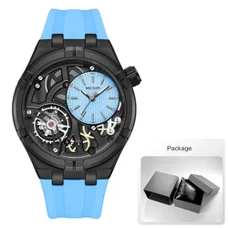MEGIR Orange Sport Waterproof Men's Quartz Watch with Luminous Hands and Silicone Strap (Blue - Box)