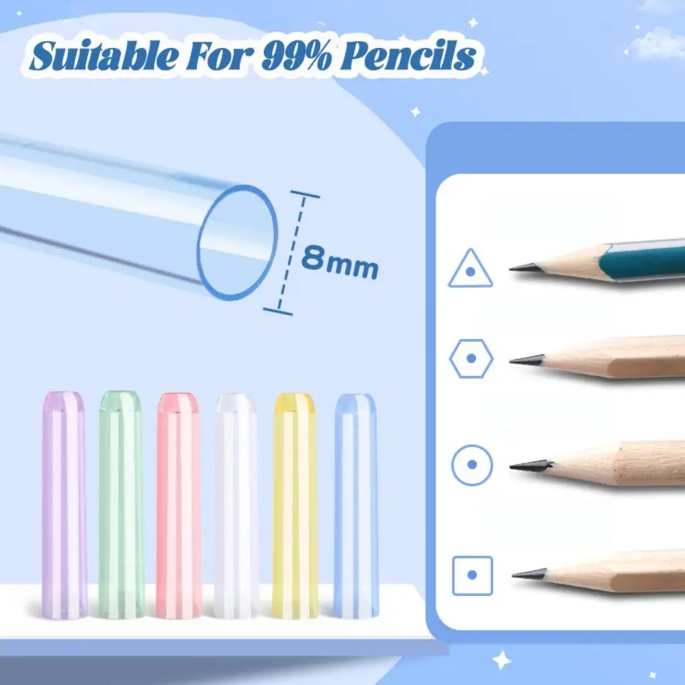 35개/박스 창의적인 플라스틱 연필 캡 단색 투명 연필 보호 케이스 펜 팁 보호기 학교 사무실용